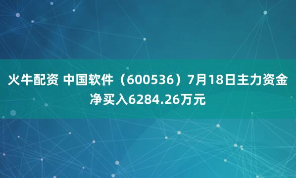 火牛配资 中国软件（600536）7月18日主力资金净买入6284.26万元