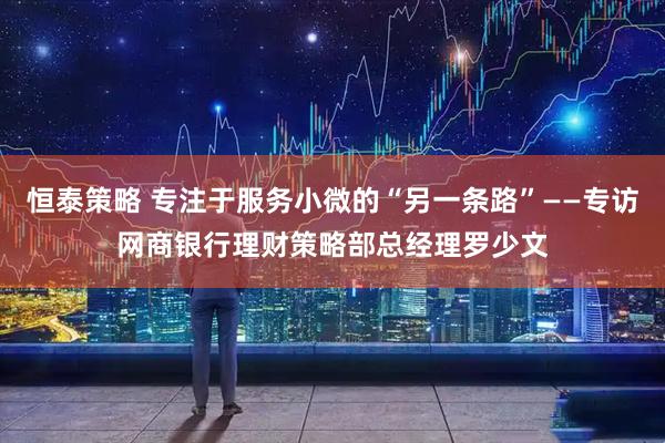 恒泰策略 专注于服务小微的“另一条路”——专访网商银行理财策略部总经理罗少文